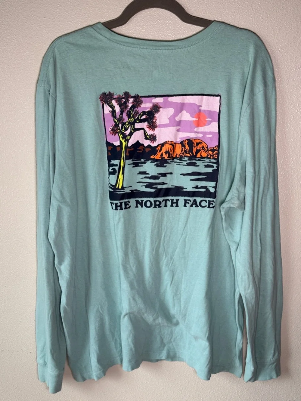 The North Face Desert Landscape Graphic Long Sleeve Shirt XL Light Blue